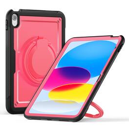Dteck - Heavy Duty Shockproof Case for Apple iPad (A16) 11" 2025/iPad 10th Generation 2022,Rugged Stand Cover+Shoulder Strap - Rose