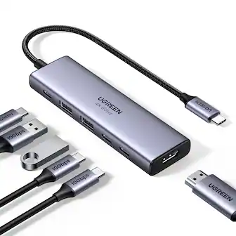 UGREEN - USB C Hub, 6-in-1 USB-C to HDMI Splitter for Mac, PC, and More (4K@60Hz HDMI, 4×USB A&C 3.2 Ports, 100W Power Delivery) - Space Gray