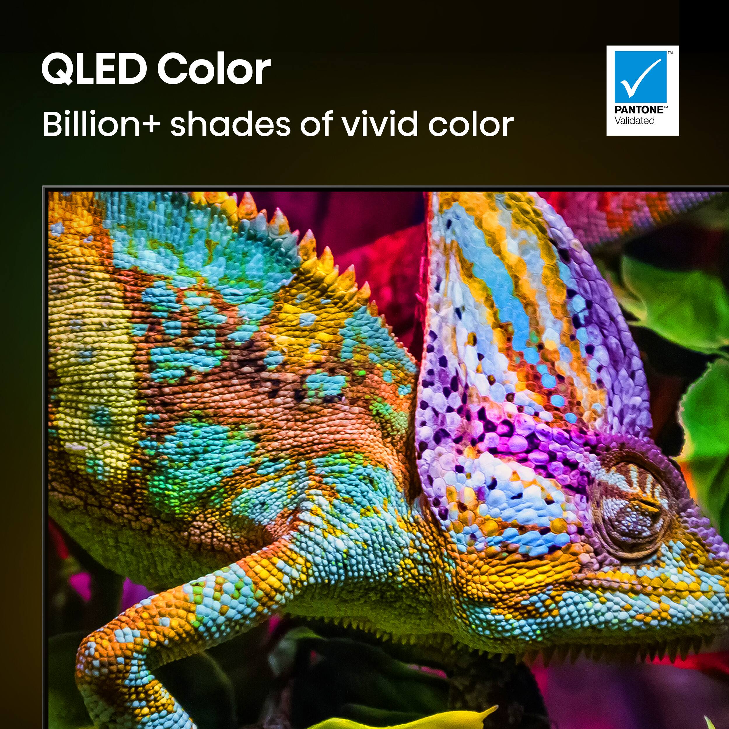 QLED Color
Billion+ shades of vivid color
- PANTONE Validated