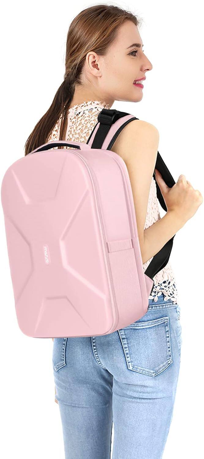Alt View 2. mosiso - Camera Backpack 15-16 inch Waterproof Hardshell Camera Bag with Tripod Holder&Laptop Compartment - Pink.
