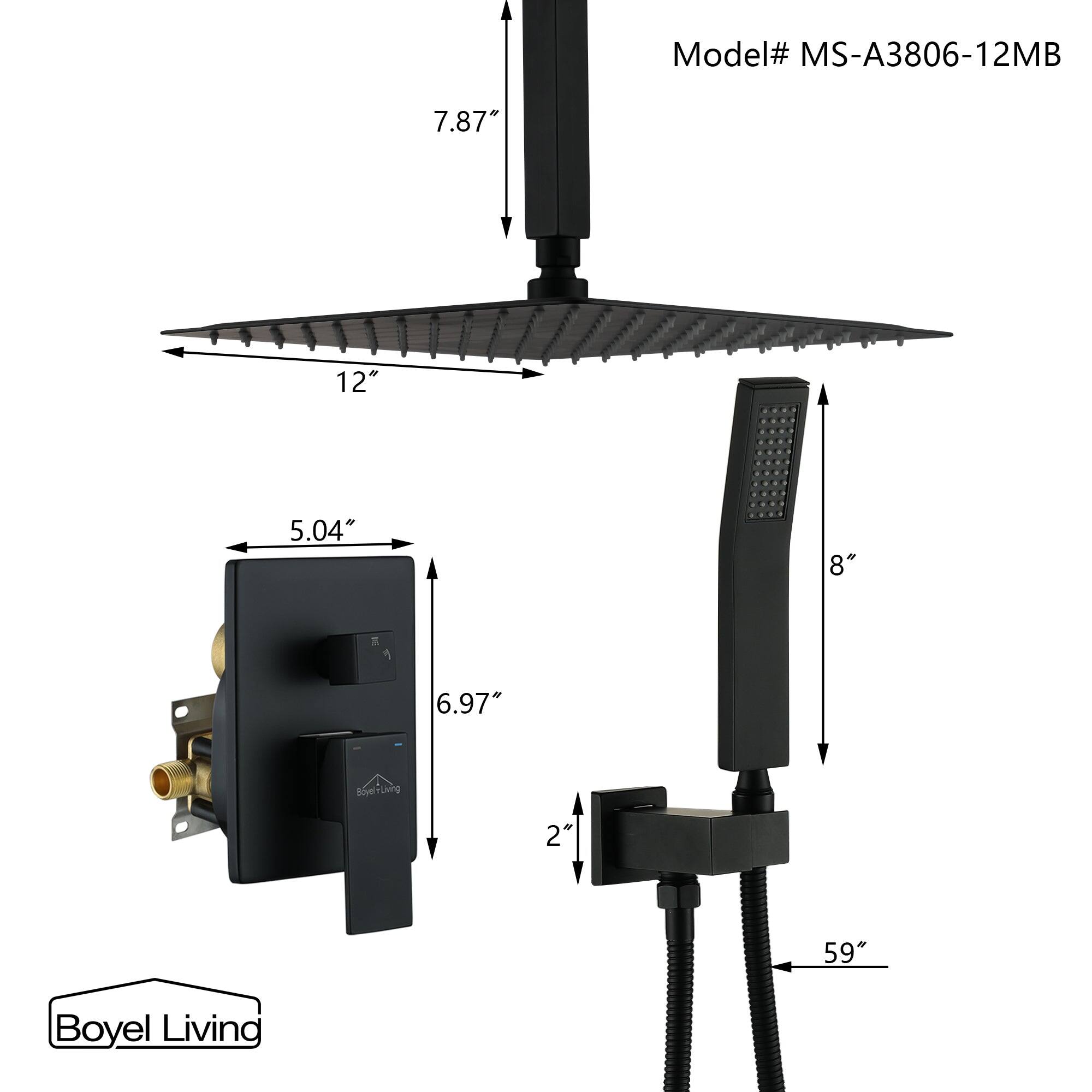 Model# MS-A3806-12MB 7.87" 12" 5.04" 8" 6.97" 2" 59" Boyel Living