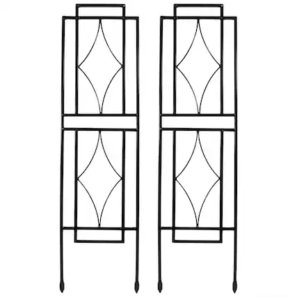 Front. Sunnydaze - 30 in Steel Wire Contemporary Garden Plant Trellis - Set of 2 - Black.
