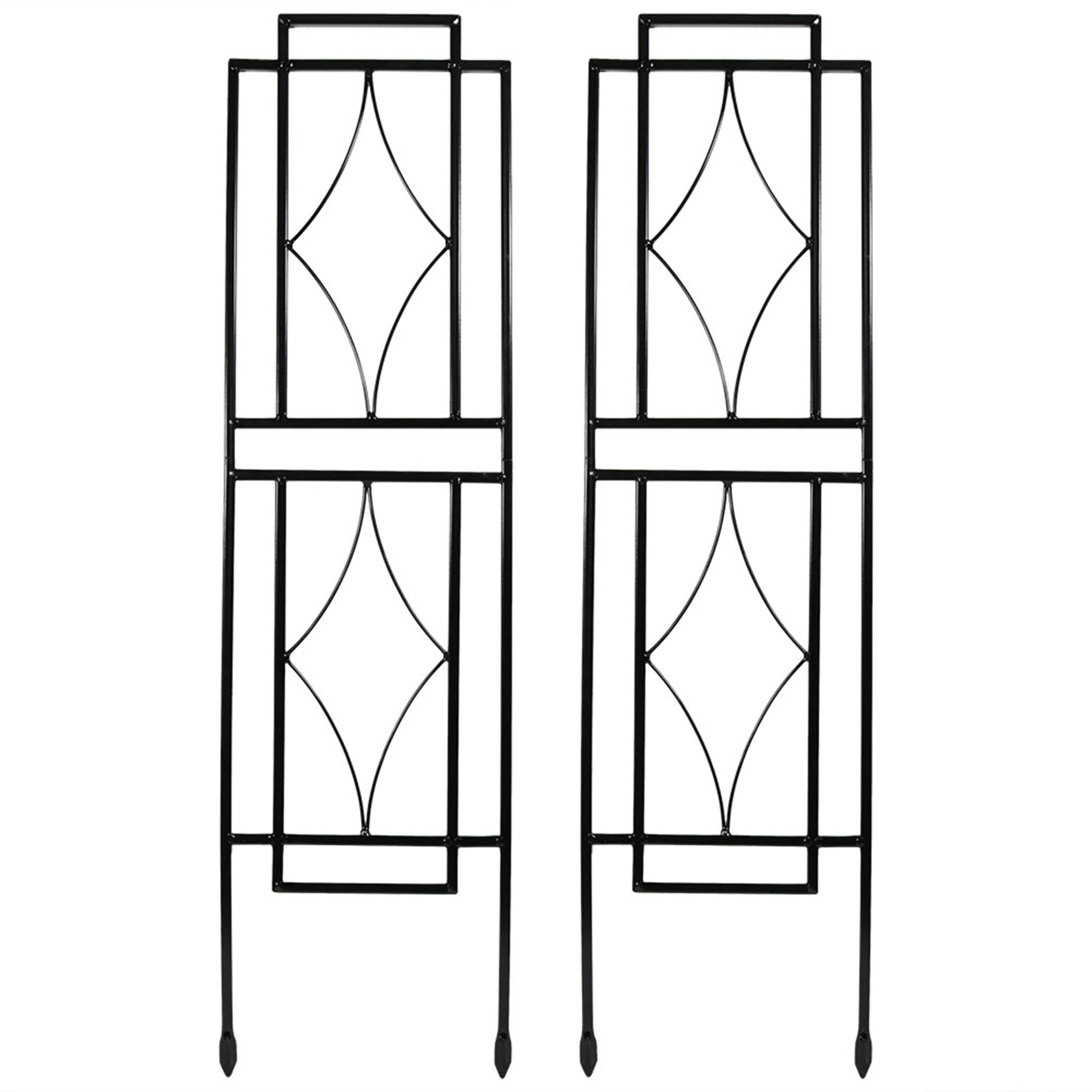 Front. Sunnydaze - 30 in Steel Wire Contemporary Garden Plant Trellis - Set of 2 - Black.