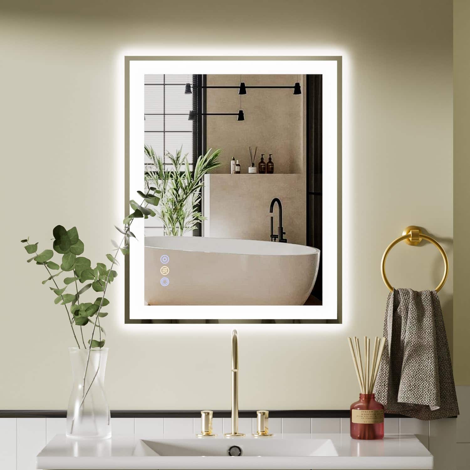 Comfort Essence - 24"x 32" Led Mirror For Bathroom Front And Backlit Controlled Separately Smart Wall Vanity With Lights St - 36"L x 30"W