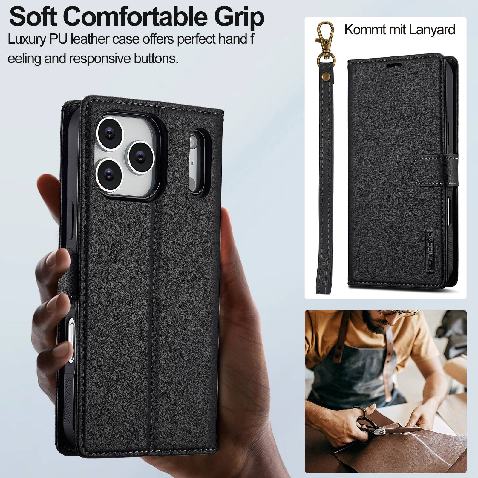 Soft Comfortable Grip Luxury PU leather case offers perfect hand feeling and responsive buttons.  
Kommt mit Lanyard
