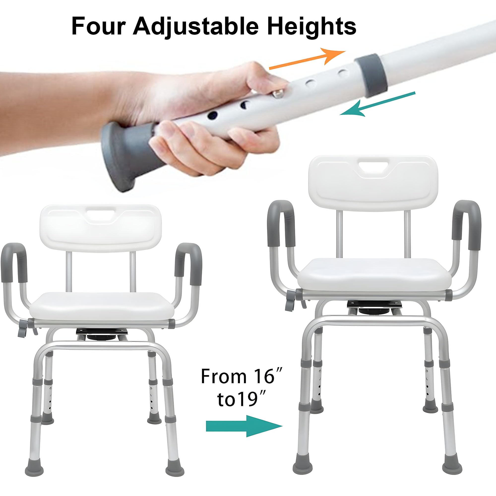 Four Adjustable Heights

From 16" to 19"