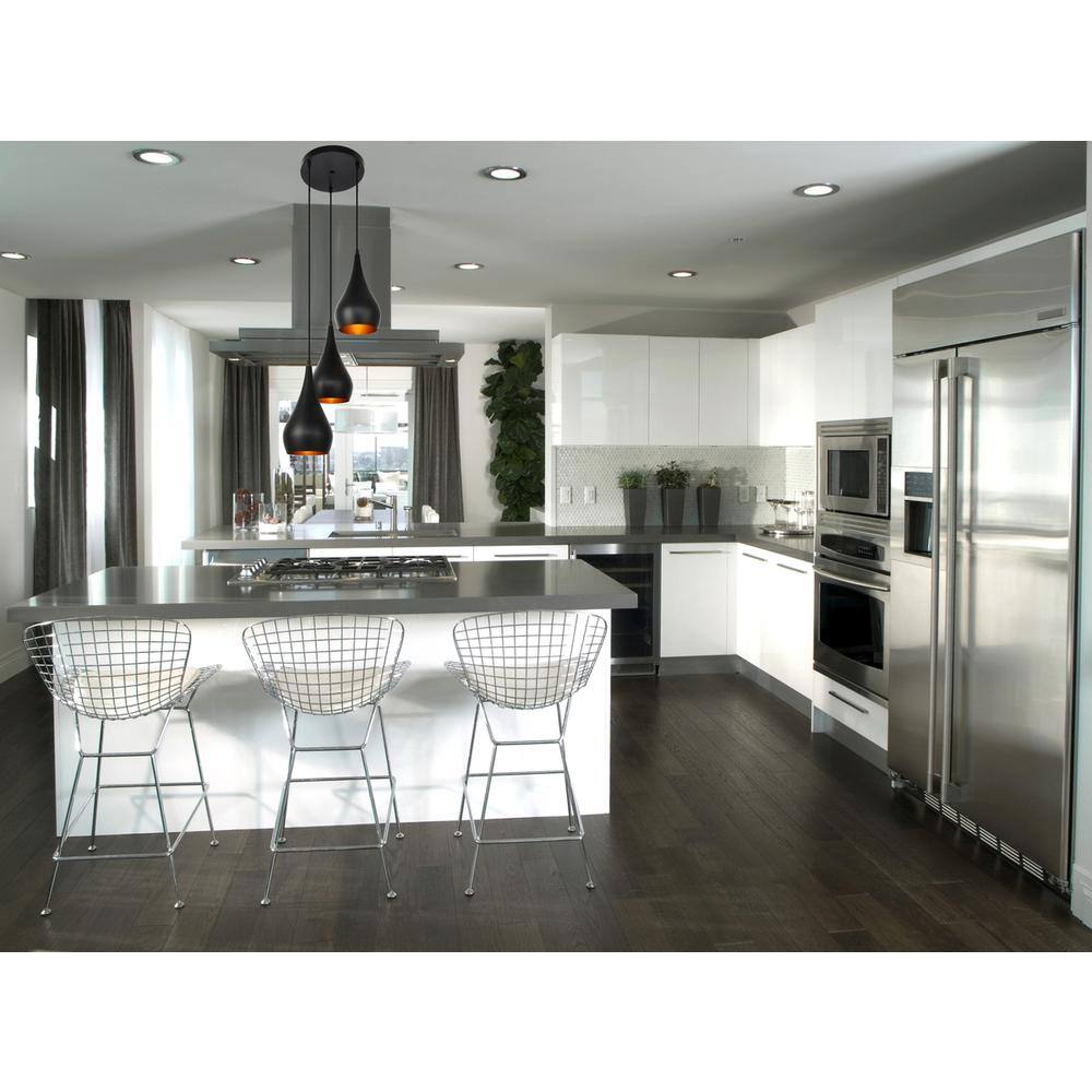 Angle. Living District - Nora Collection Pendant D14.5in H11.5in Lt:3 Black finish - Black.