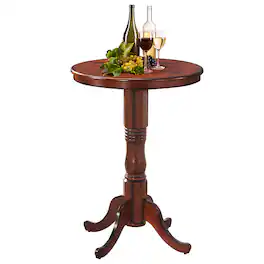 Gymax - 42" Pub Bar Round Table Chess Table Bistro Vintage W/Checker Top & Pedestal Base - Rustic Brown