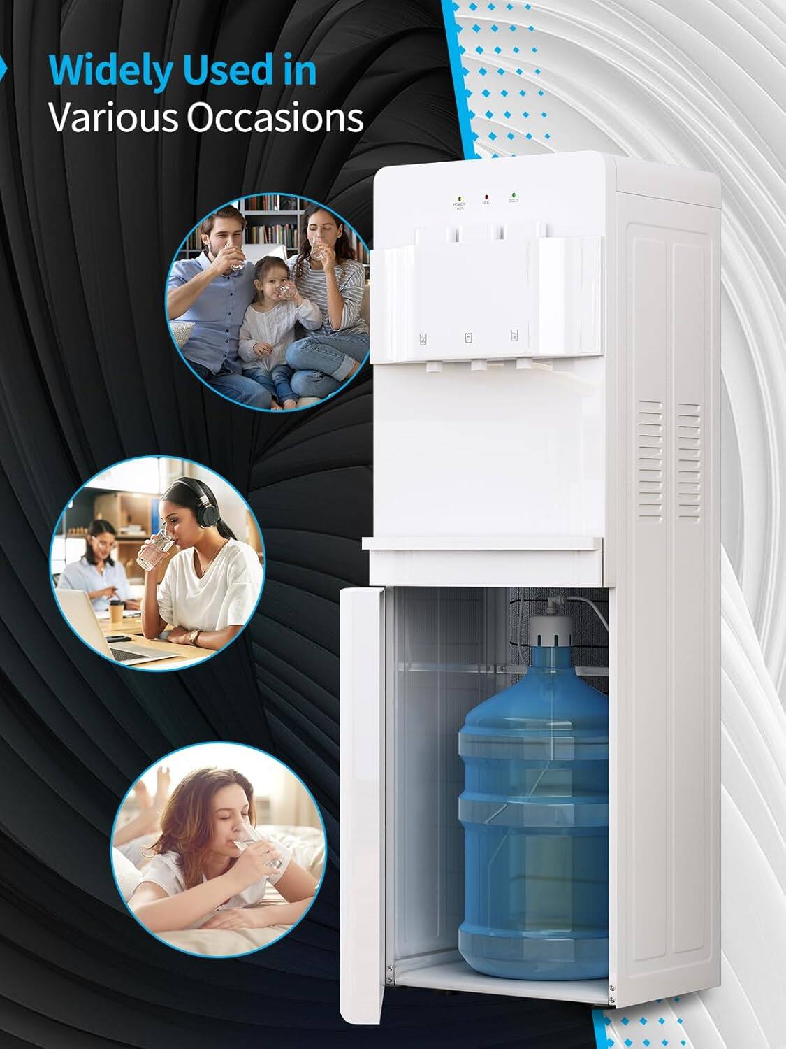 Alt View 5. Circus Cirle - Bottom-fill water dispenser - three-temperature modes, with child lock and anti-scald feature, white - WHITE.