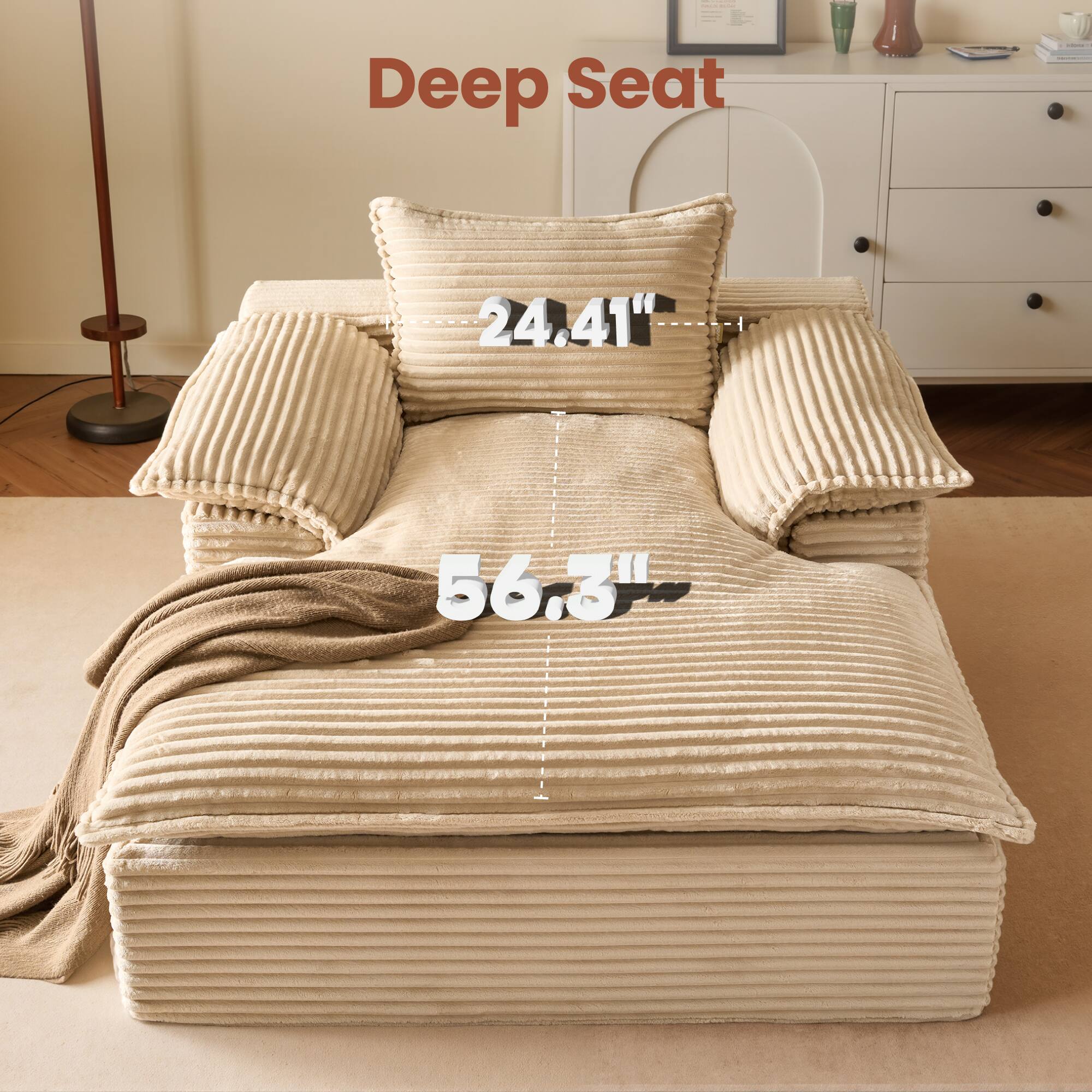 Deep Seat: 24.41" x 56.3"