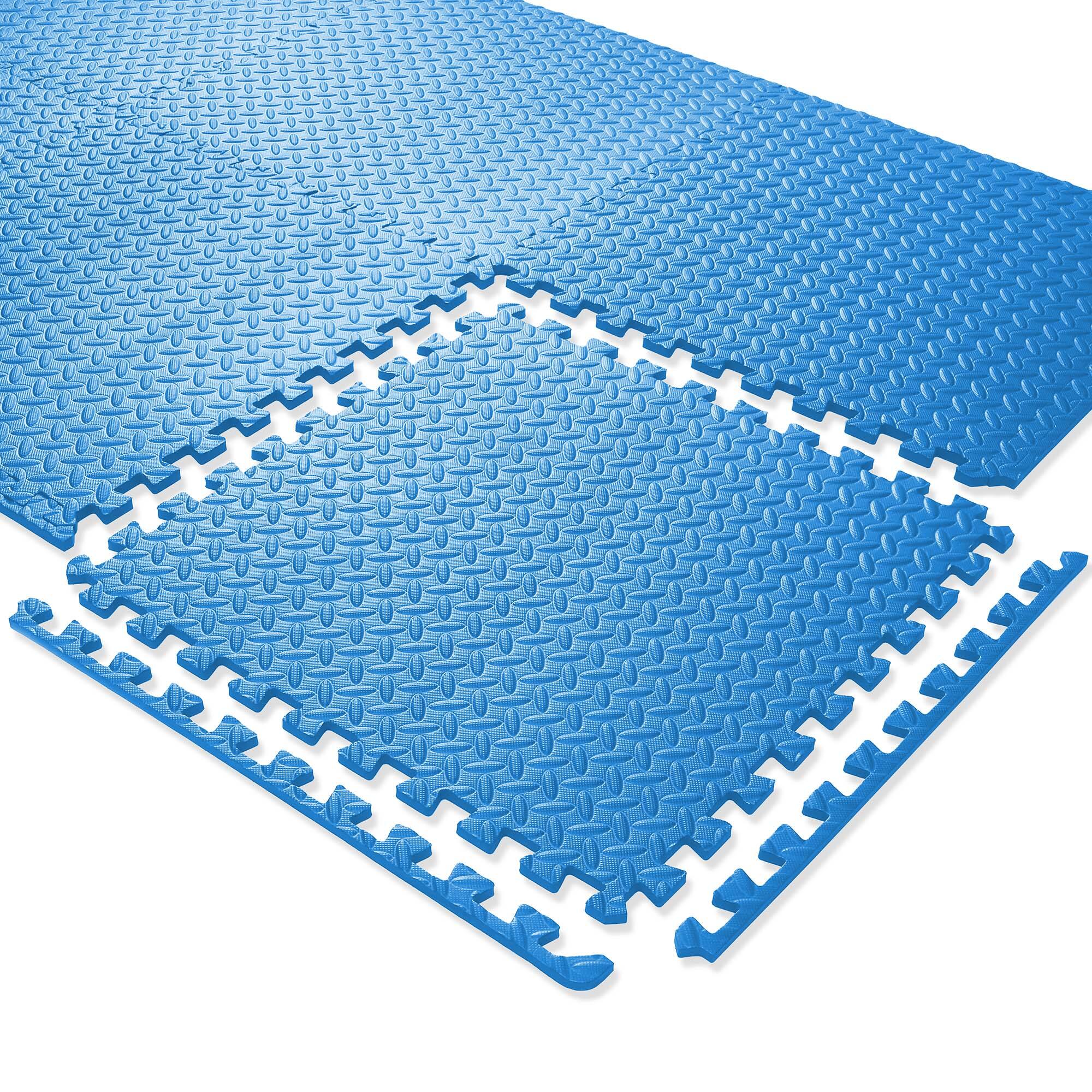 Alt View 3. Philosophy Gym - Exercise Flooring Mats - Foam Rubber Interlocking Puzzle Floor Tiles - Blue.