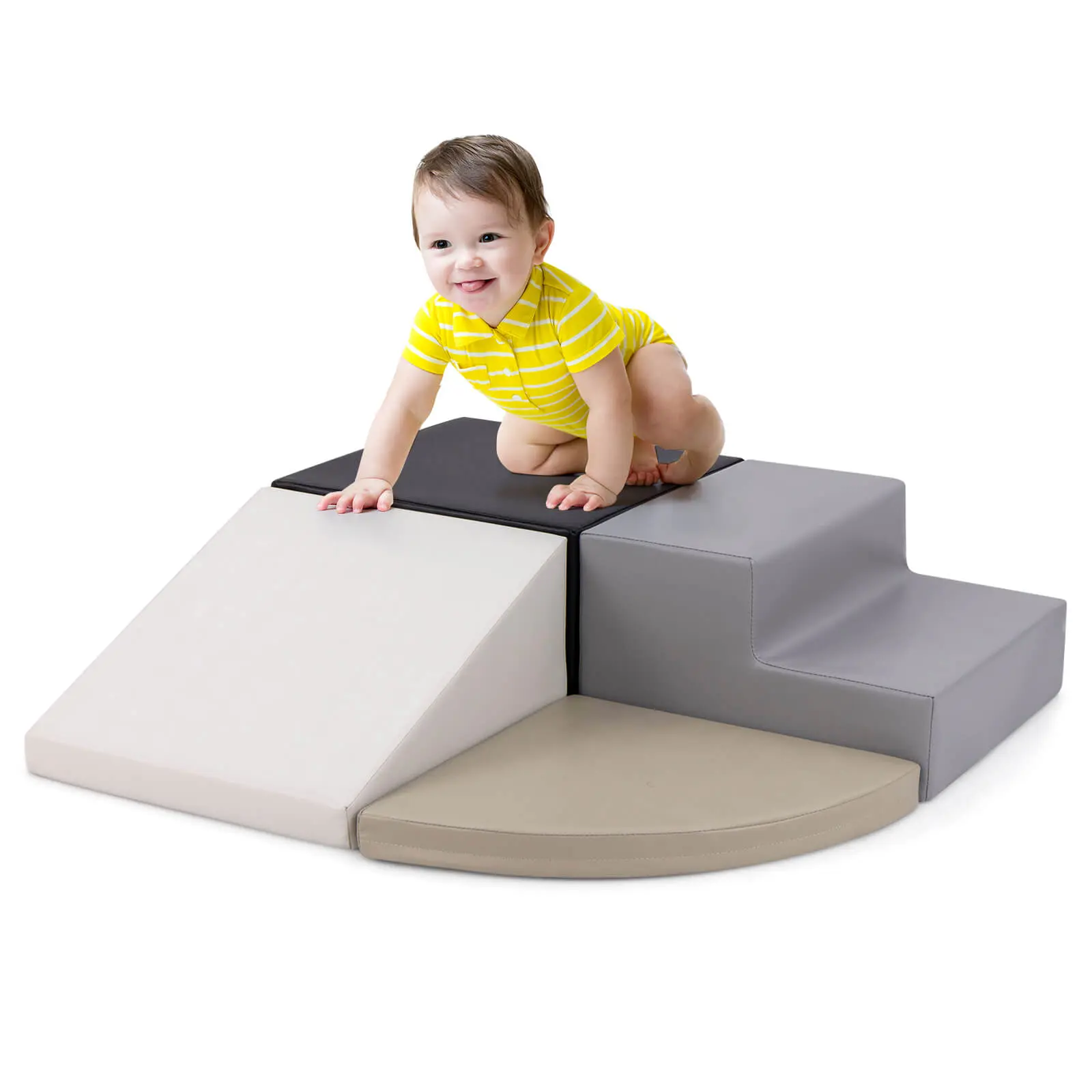 Alt View 9. Costway - Costway Climb and Crawl Foam Block Play Set for Children Development Indoor Active Play - Black & Gray.