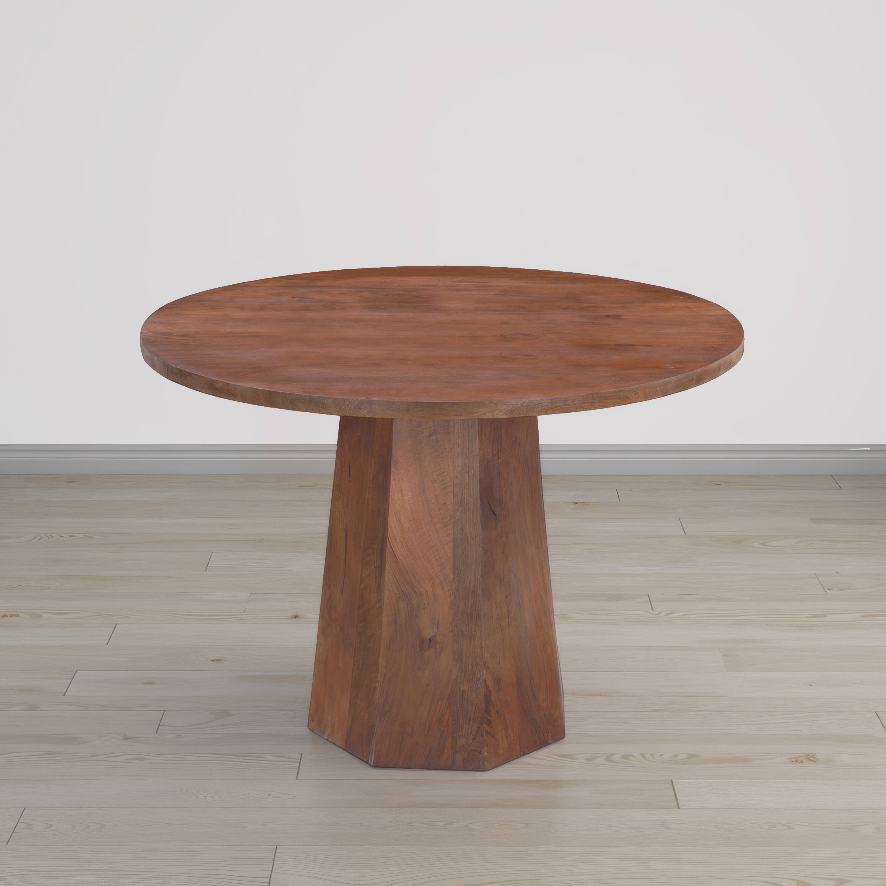 Alt View 5. Manhattan Lane - Koi Dining Table | 42" Round Top | Handmade | Octagonal Pedestal Base - Brown.