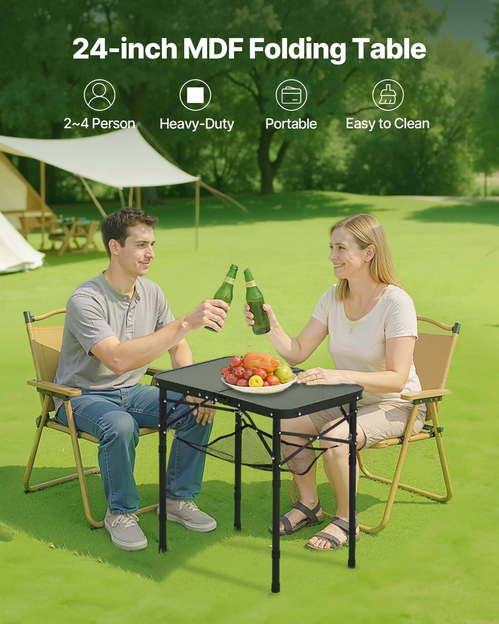 24-inch MDF Folding Table

- 2~4 Person
- Heavy-Duty
- Portable
- Easy to Clean