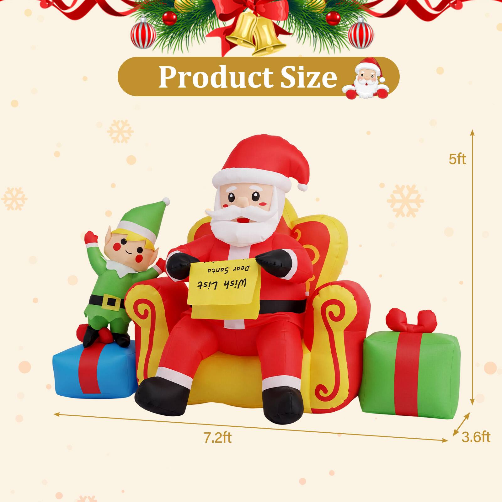 Product Size  
5ft  
Santa Dear List Wish  
7.2ft  
3.6ft