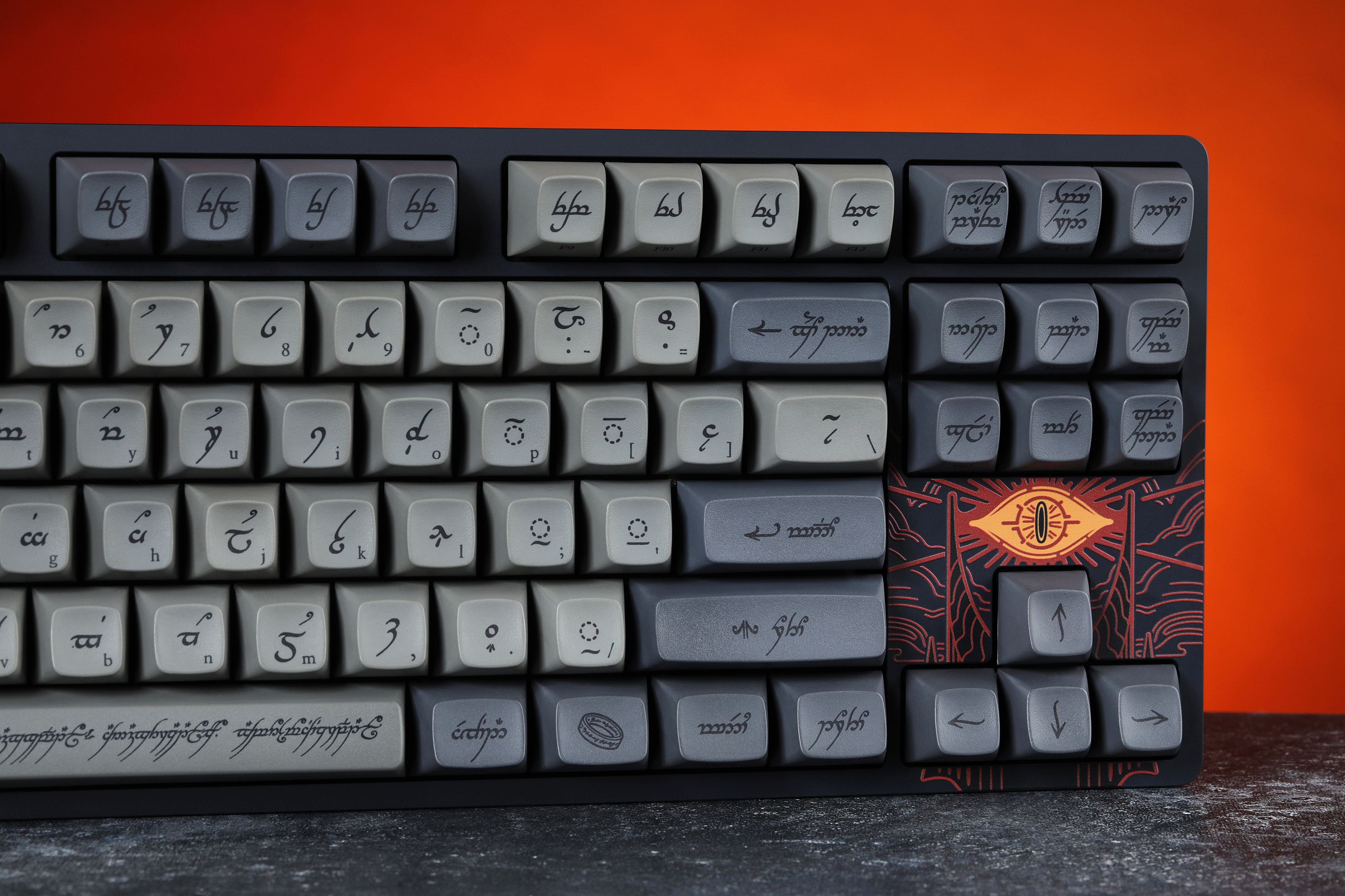 The image features a close-up of a keyboard with a unique design, including a red eye and a combination of letters and numbers. The letters and numbers on the keyboard are grouped as follows:
1. A, S, D, F, G, H, J, K, L, M, N, O, P, Q, R, T, U, I, O, J, K, L, M, N, O, P, Q, R, S, T, U, I, O, J, K, L, M, N, O, P, Q, R, S, T, U, I, O, J, K, L, M, N, O, P, Q, R, S, T, U, I, O, J, K, L, M, N, O, P, Q, R, S, T, U, I, O, J, K, L, M, N, O, P, Q, R, S, T, U, I, O, J, K, L, M, N, O, P, Q, R, S, T, U, I, O, J, K, L, M, N, O, P, Q, R, S, T, U, I, O, J, K, L, M, N, O, P, Q, R, S, T, U, I, O, J, K, L, M, N, O, P, Q, R, S, T, U, I, O, J, K, L, M, N, O, P, Q, R, S, T, U, I, O, J, K, L, M, N, O, P, Q, R, S, T, U, I, O, J, K, L, M, N, O, P, Q, R, S, T, U, I, O, J, K, L, M, N, O, P, Q, R, S, T, U, I, O, J, K, L, M, N, O, P, Q, R, S, T, U, I, O, J, K, L, M, N, O, P, Q, R, S, T, U, I, O, J, K, L, M, N, O
