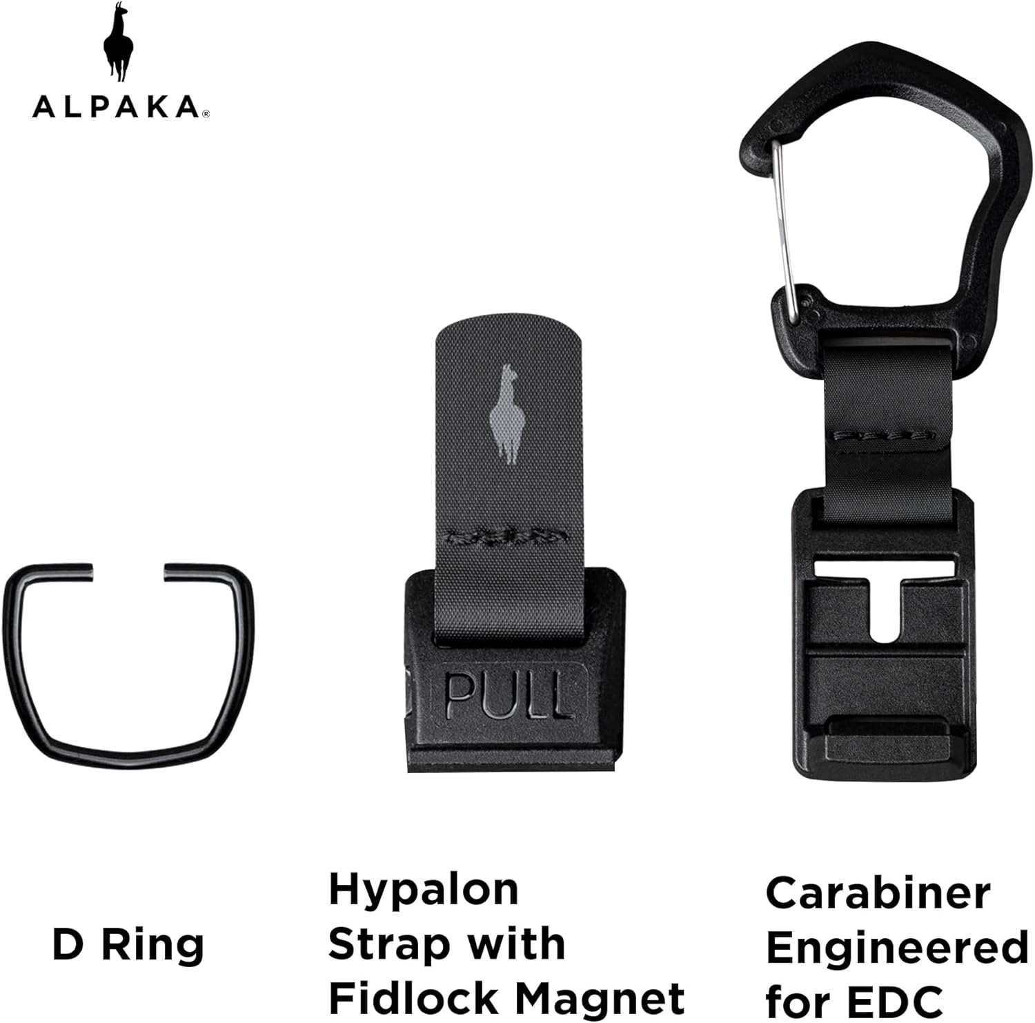 ALPAKA. PULL T D Ring Hypalon Carabiner Strap with Engineered Fidlock Magnet for EDC