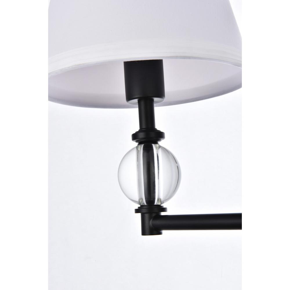 Back. Living District - Bethany 2 lights bath sconce in black with white fabric shade - Black And White Fabric Shade.