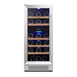 Yeego - 15 inch Wine Cooler Refrigerator Dual-zone 28-Bottle wine fridge for Home Bar - Stainless Steel