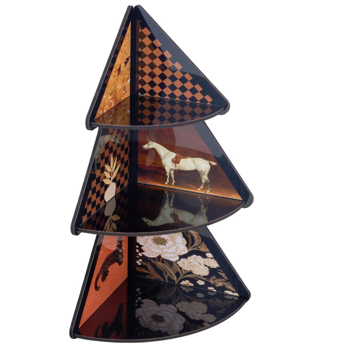 Left. VIVZONE - 3-Tier Tree Shaped Corner Shelf Retro Cabinet - Multicolor.