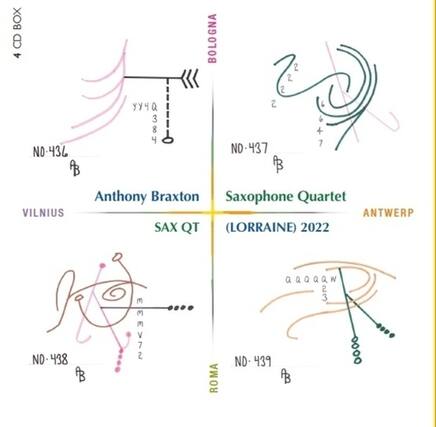 4 CD BOX
Bologna
NO-436
yy4Q
3 8 4
Anthony Braxton
Vilnius
SAX QT
NO-437
2 2 6 4 7
Saxophone Quartet
(LORRAINE) 2022
Antwerp
NO-438
m m v7 2
Roma
NO-439
aQQaw 2 3
