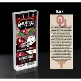 Highland Mint - Oklahoma Sooners vs. Texas Longhorns Red River Rivalry 3D Ticket Block Art - Multicolor