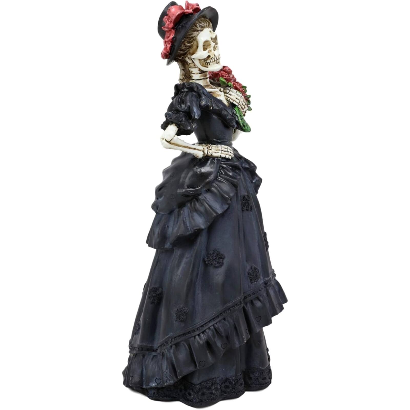 Angle. Pacific Trading - Day of The Dead Lady Bride with Renaissance Black Steampunk Figurine 12.5 inch.