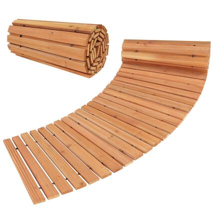 Front. Gymax - Gymax 7 FT Wooden Garden Pathway w/Anti-slip Surface Metal Wires w/ Plastic Sheath - Yellow.