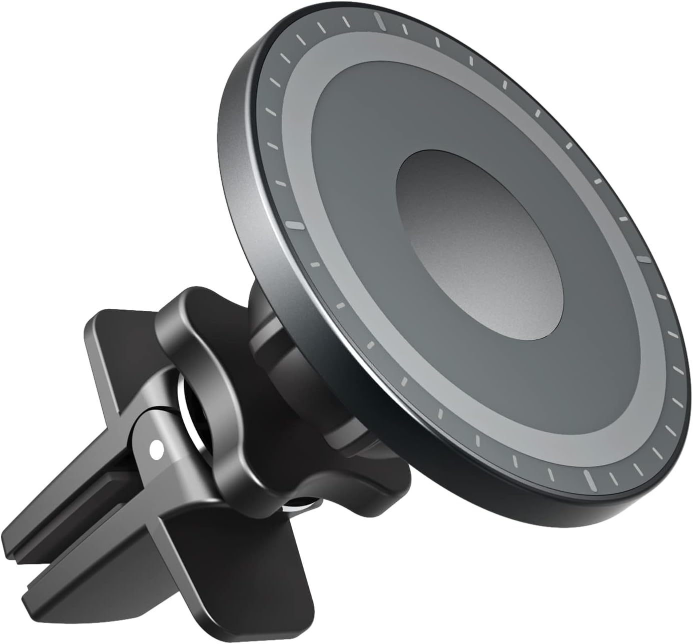 Front. Schertz - MagSafe Car Mount – Magnetic 360° Rotating Phone Holder with 20 Strong Magnets, Air Vent Clip for iPhone 12–16 Pro/Max/M - Grey.