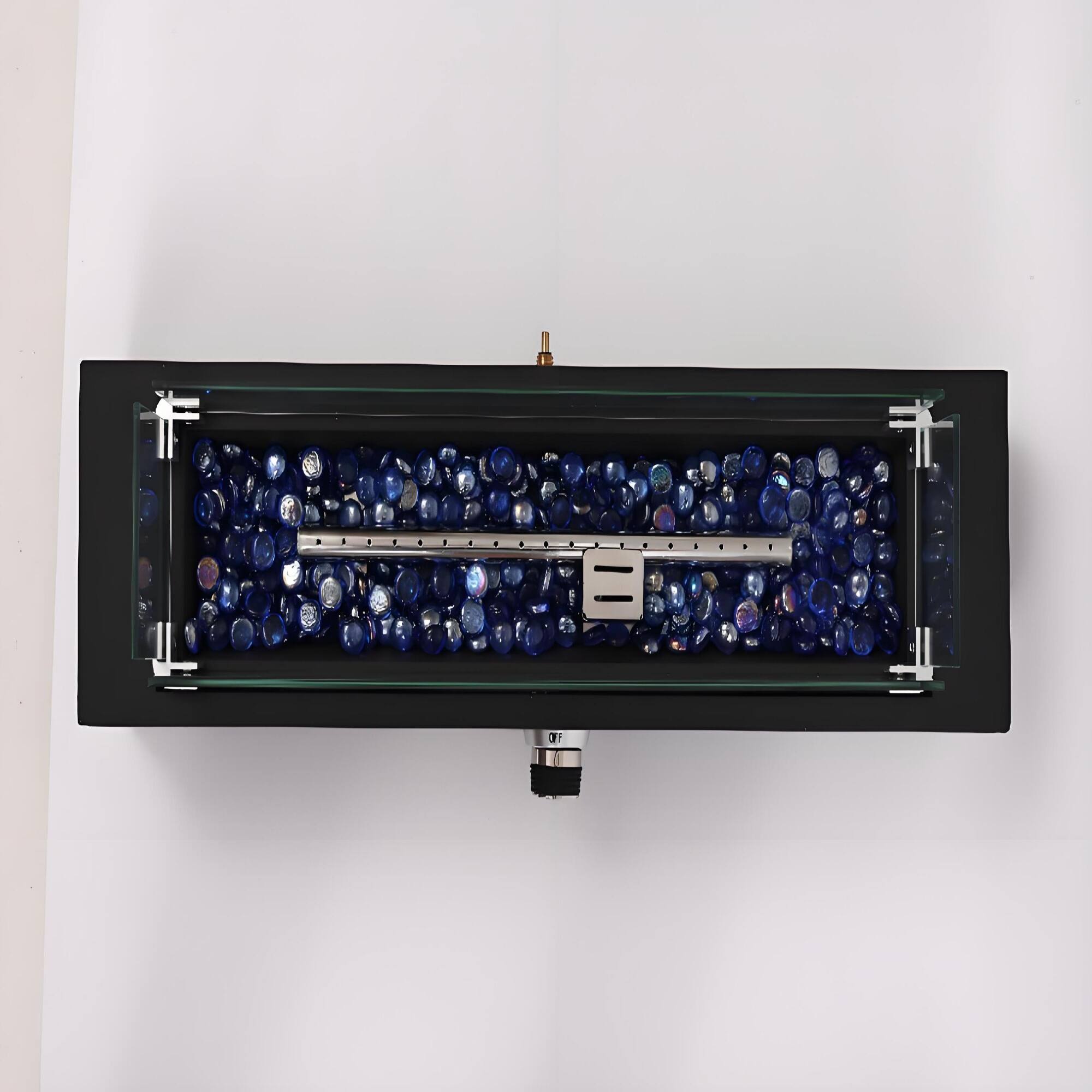 Left. Lirago - 28" Table Top Fire Pit, 40000 BTU Outdoor Propane Fire Pit with Wind Guard, Durable Iron Fire Bowl with Glass Beads - Black.