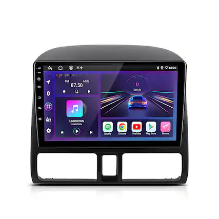 MC 18:25 - FM MHz 87.50 H M 0 km/h e .. UNKNOWN UNKNOWN N N Spotify Chrome YouTube Play Store Theme