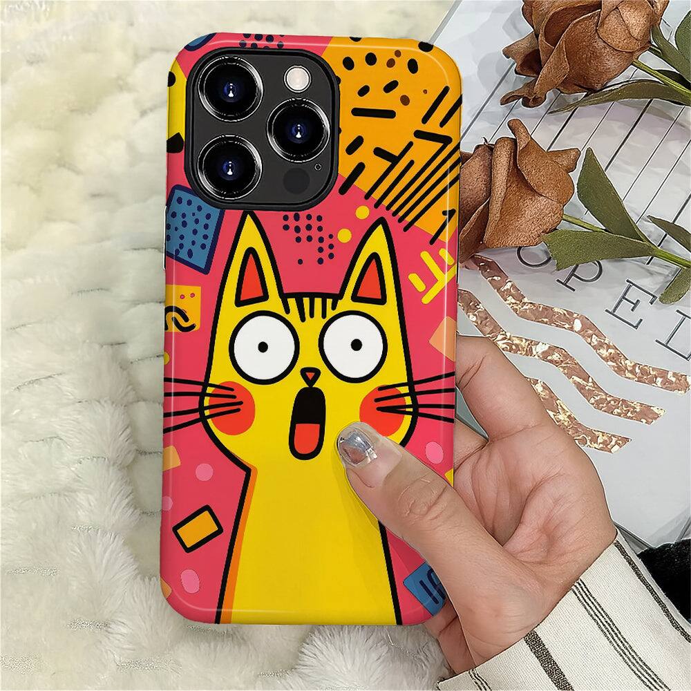 Alt View 3. Finnhomy - Smartphone Case for iPhone - Dual-Layer Heavy Duty Protective Cover - Surprised Cat - Surprised Cat for iPhone 14 Pro Max.