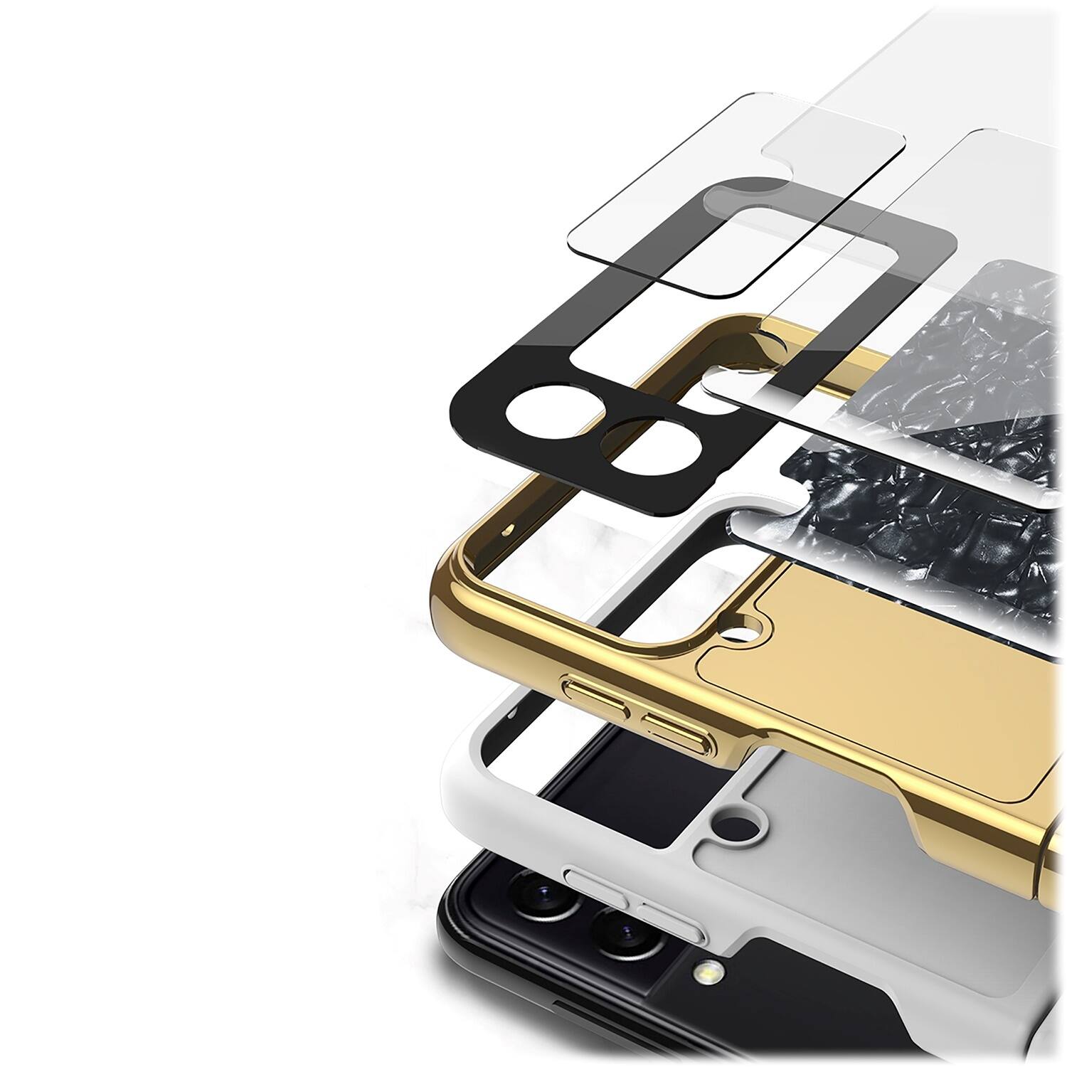 Alt View 14. SaharaCase - Marble with Ring Case for Samsung Galaxy Z Flip4 - Black.