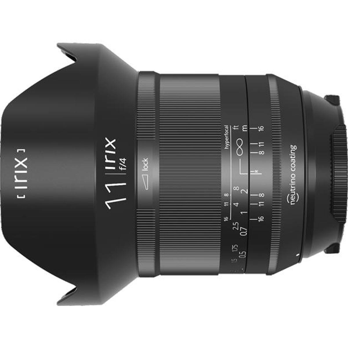 Irix 11/1.4 f/4  
lock  
hyperfocal  
ft m - 16 11 8  
R 8 2 8 4 11 1 - 16 2.5 0.7 1.75 0.5 15  
coating neutrino