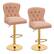 Front. Costway - Set of 2 Bar Chairs Dutch Velvet Bar Stool with Footrest Metal Base Anti-Slip Ring - Pink.