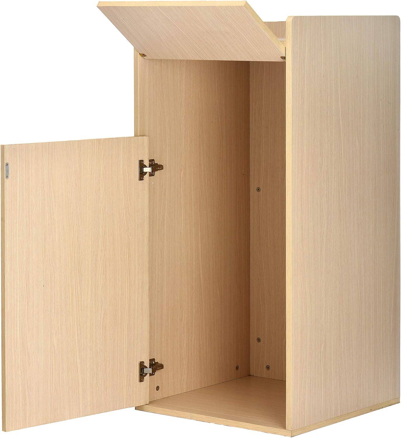 Back. Alpine Industries - 40 Gallon Wood Food Tray Top Trash Can Receptacle Enclosure - Medium Oak.