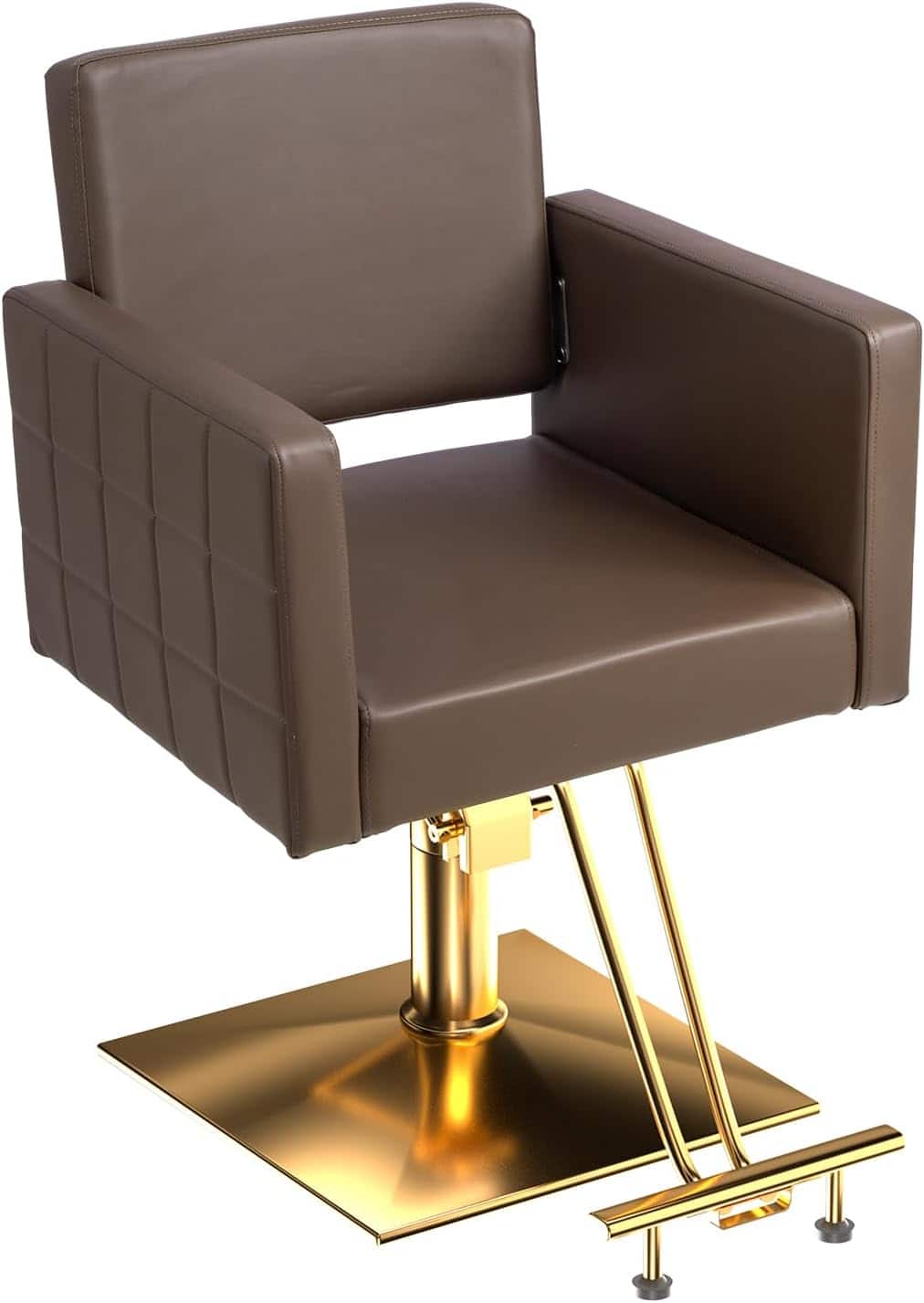 Winado - Heavy Duty Hydraulic Barber Chair Hair Salon 360° Swivel Chair with Stainless Steel Footrest for Beauty Spa Hair Styling - Dark Brown