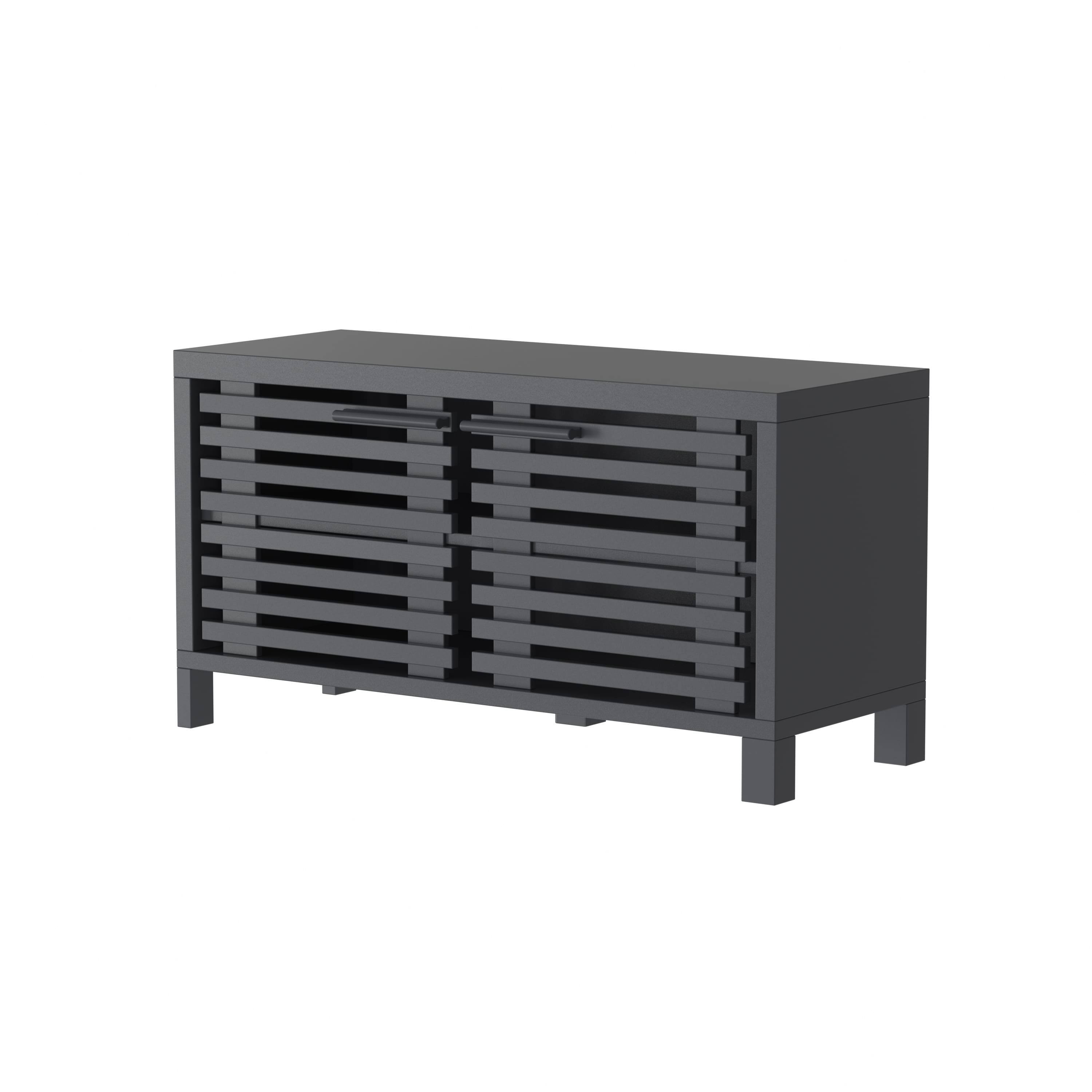 Ihomeadore - 38-inch Modern Balck TV Stand with Two Shelves - Black