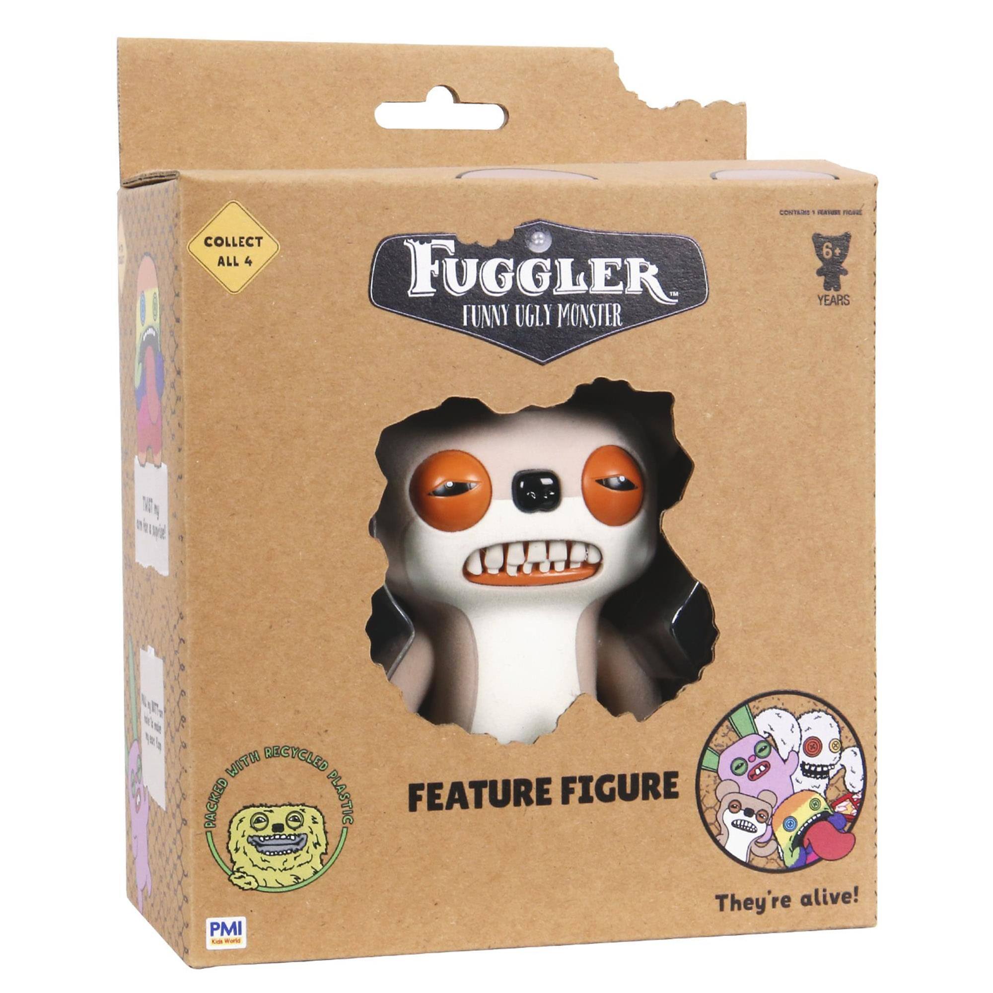 COLLECT ALL 4  
FUGGLER  
FUNNY UGLY MONSTER  

FEATURE FIGURE  

6+ YEARS  

CONTAINS 1 RANDOM FIGURE  

They're alive!  

MADE WITH RECYCLED PLASTIC  

PMI