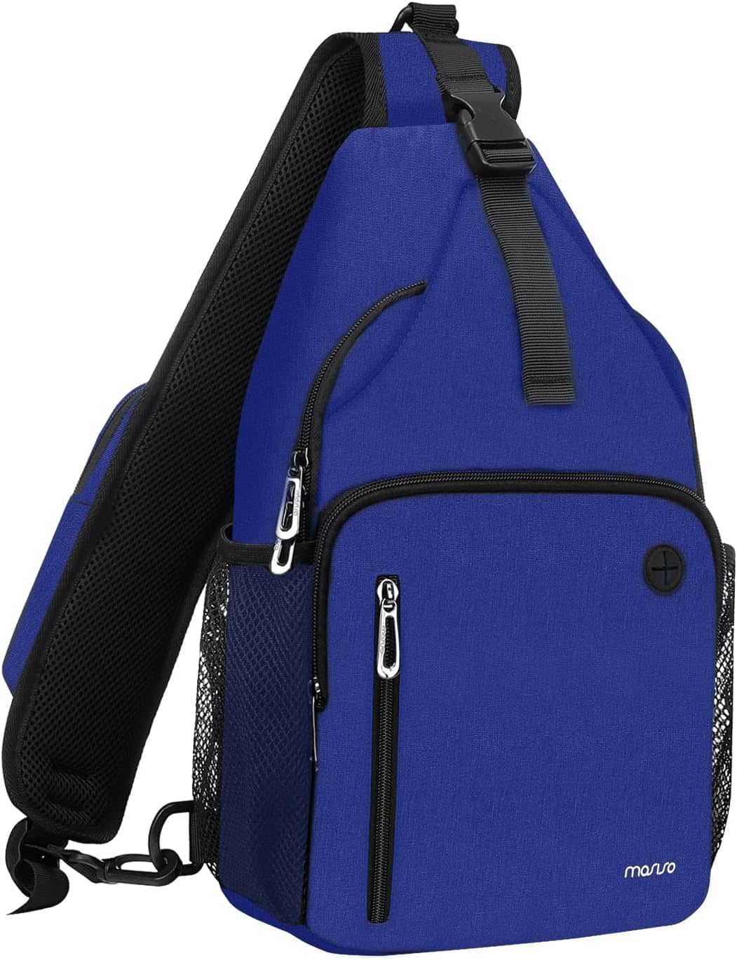 mosiso - Sling Bag Crossbody Shoulder Bag Travel Hiking Daypack Chest Bag with Front Square Pocket&USB Charging Port - Air Blue