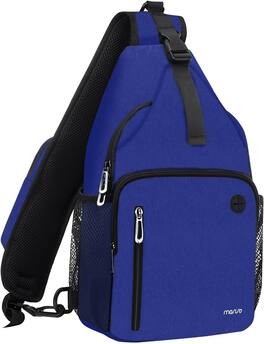 mosiso - Sling Bag Crossbody Shoulder Bag Travel Hiking Daypack Chest Bag with Front Square Pocket&USB Charging Port - Air Blue