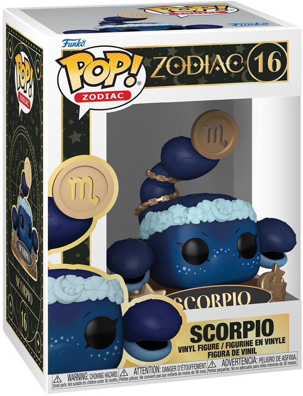 Funko POP! ZODIAC 16  
SCORPIO  
VINYL FIGURE / FIGURINE EN VINYLE / FIGURA DE VINIL  
WARNING: CHOKING HAZARD. Small parts. Not suitable for children under 36 months.  
ATTENTION: DANGER D'ÉTOUFFEMENT. Petites pièces. Ne convient pas aux enfants de moins de 36 mois.  
ADVERTENCIA: PELIGRO DE ASFIXIA. Partes pequeñas. No es adecuado para niños menores de 36 meses.