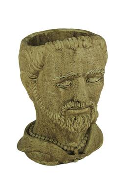 Designer Stone - Driftwood Grey St. Francis Head Concrete Planter Outdoor Planting Pot - Brown