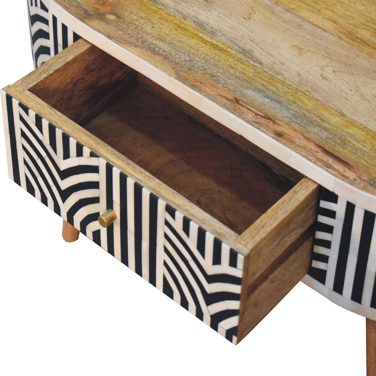 Alt View 2. Artisan Furniture - Artisan Furniture Solid Wood Edessa Bone Inlay Coffee Table, 2 Drawers, Beige - Beige.