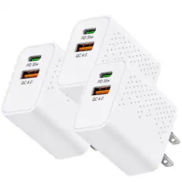 Qixxronics - 3Pack 35W USB C USB A Port Fast Wall Charger Adapter for iPhone 17/16/15/14/13/12/11/XS/XR/X, iPad, AirPods - White