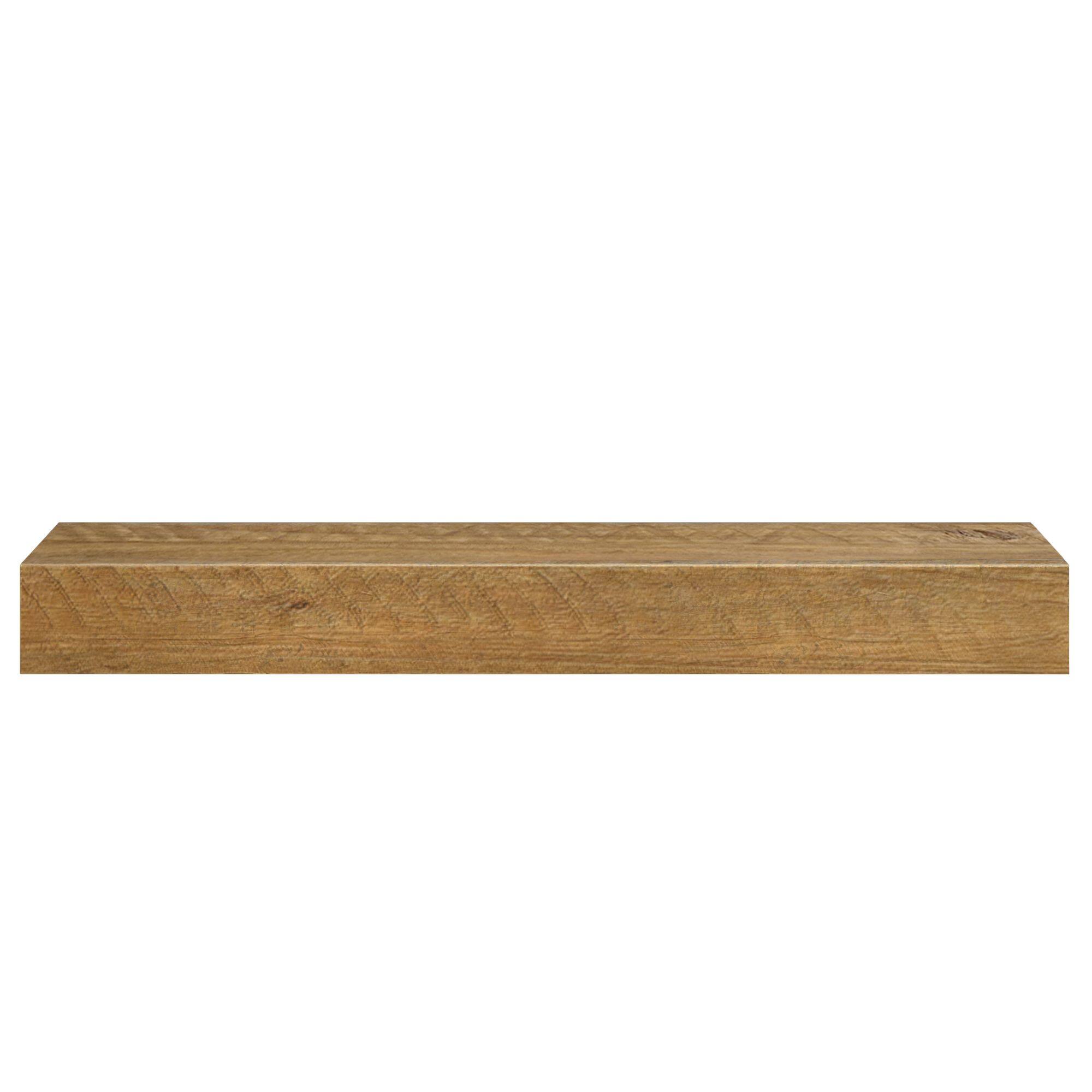 Alt View 8. Plank+Beam - Rustic Floating Shelf/Fire Beam (48in / 1219mm), Rustic Honey - Rustic Honey.