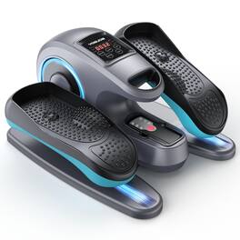 FED Fitness - Under Desk Elliptical Machine, Seated Pedal Exerciser for Seniors Fully Assembled, Portable Quiet Electric Leg Exerciser - Gray/Blue