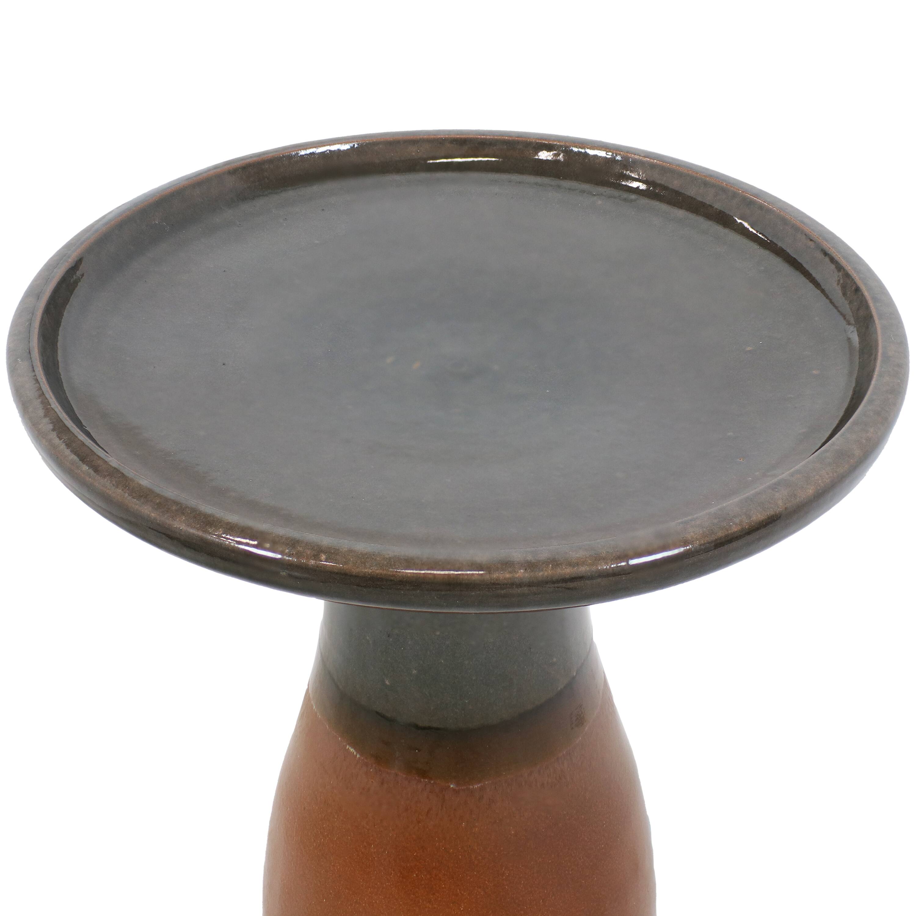Alt View 8. Sunnydaze - Subtle Transitions Ceramic Bird Bath - 18.5 in - Dusty Rose.