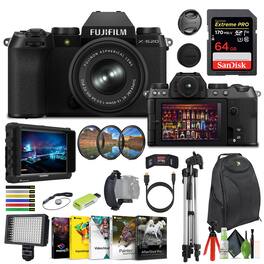 Fujifilm - X-S20 Mirrorless Camera With 15-45mm Lens 16 PC Vlogging Camera Kit - Black