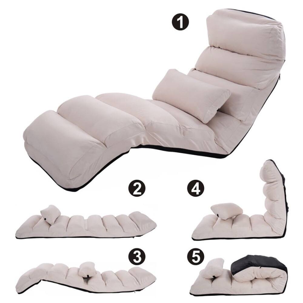 Left. Resenkos - Folding Lazy Sofa Chair Stylish Sofa Couch Beds Lounge Chair W/Pillow-Beige, Durable Folding Sofa Set with Pillow - Beige.